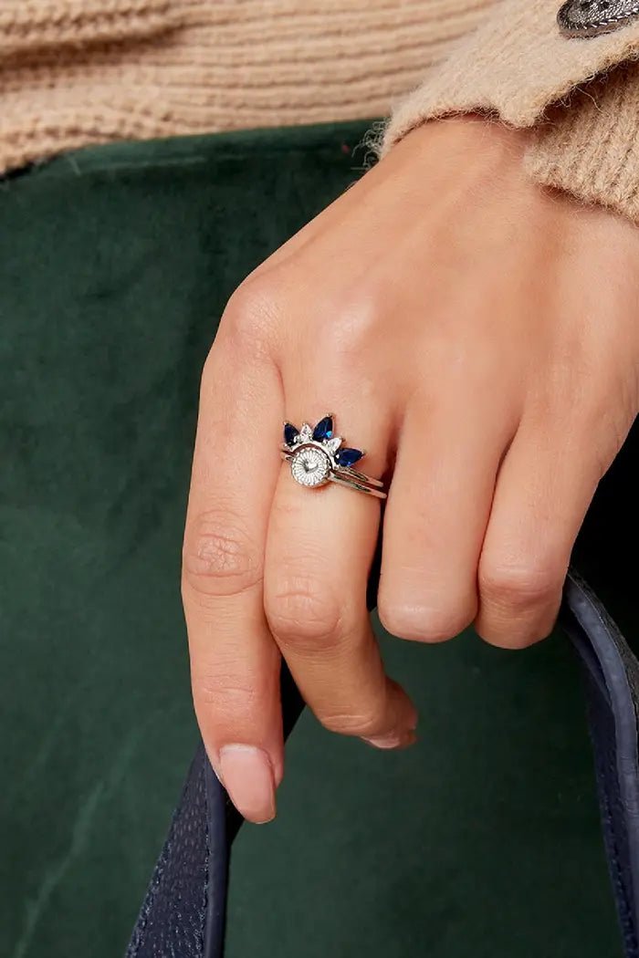Ring Kroon | Zilver met blauwe steen
