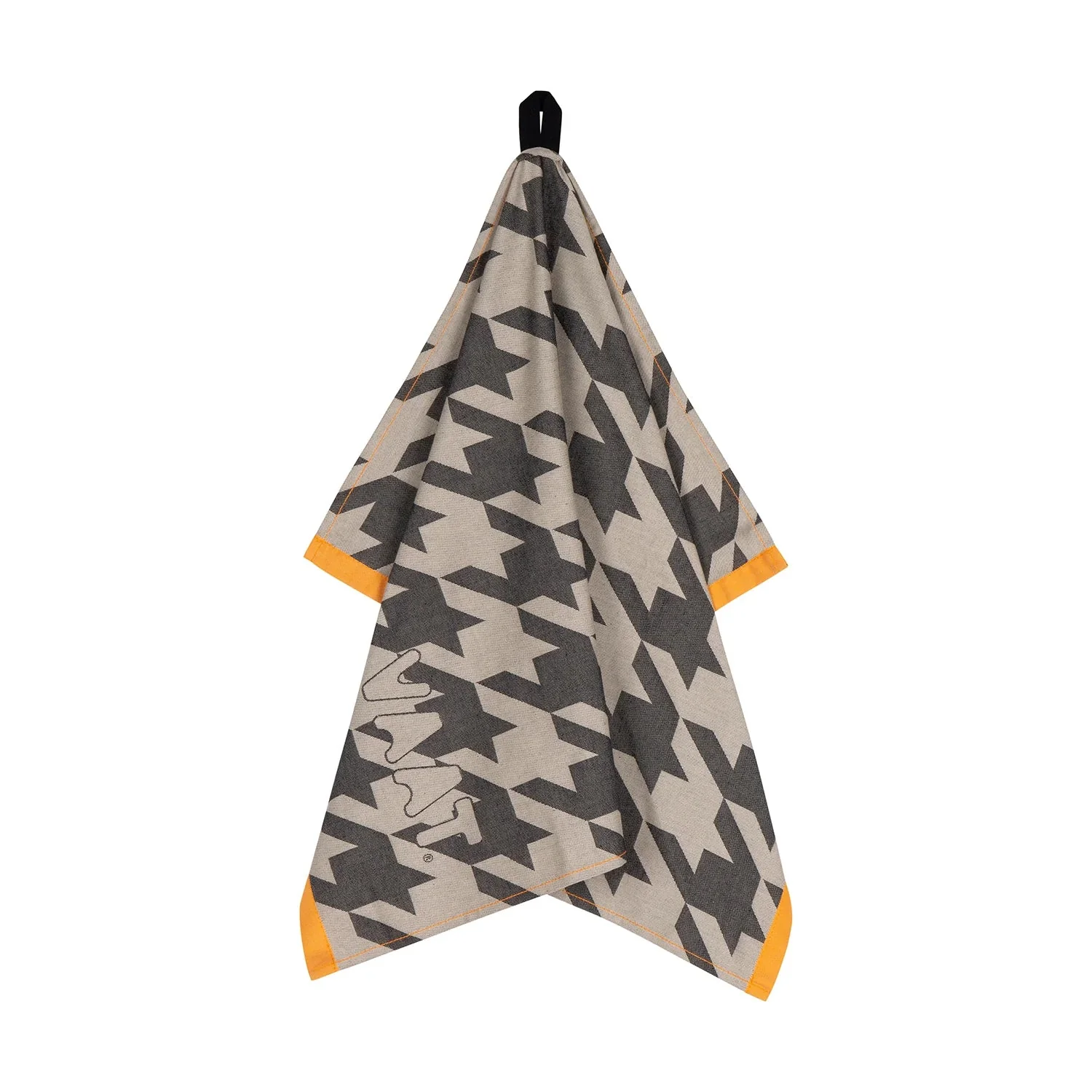 Set keuken en theedoek | Pied de Poule| Zwart-Oranje
