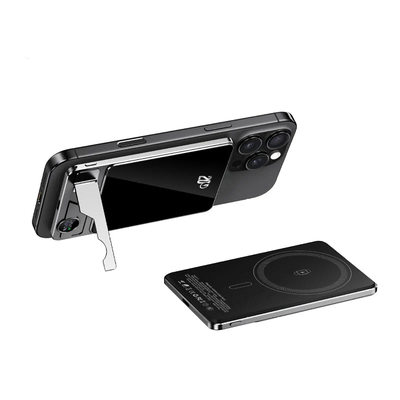 LuxuraTech Dual-Mode Magnetische Powerbank | Veelzijdige oplaadoplossing met geïntegreerde standaard voor ultiem gemak