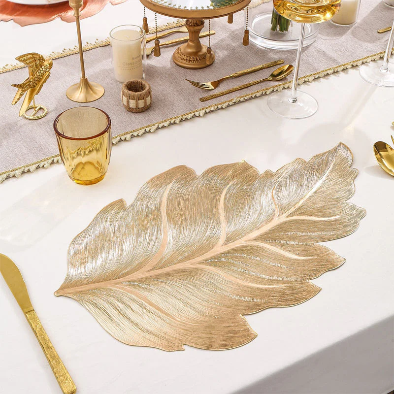 Goudblad Luxe Tafelonderlegger – 3D Elegante Tafelonderlegger van PVC