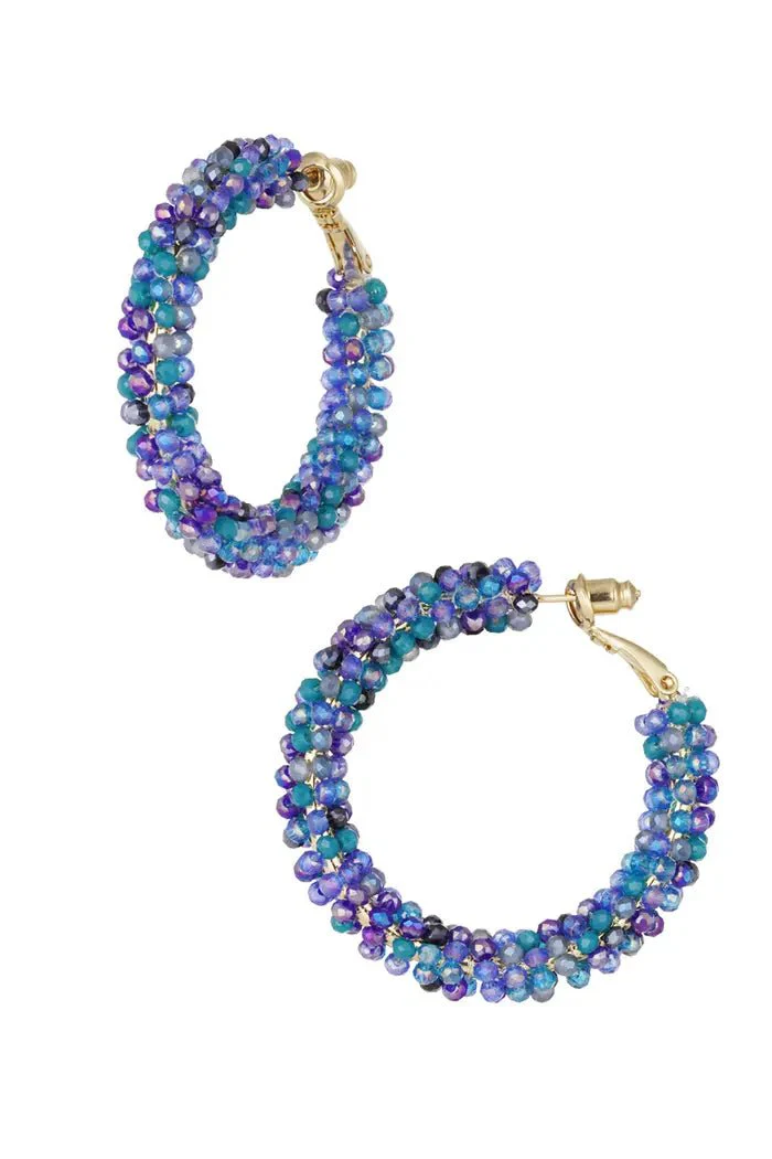 Statement Oorbel met kralen groot| Blauw | Glazen kralen Statement Oorbel met kralen groot| Blauw | Glazen kralen