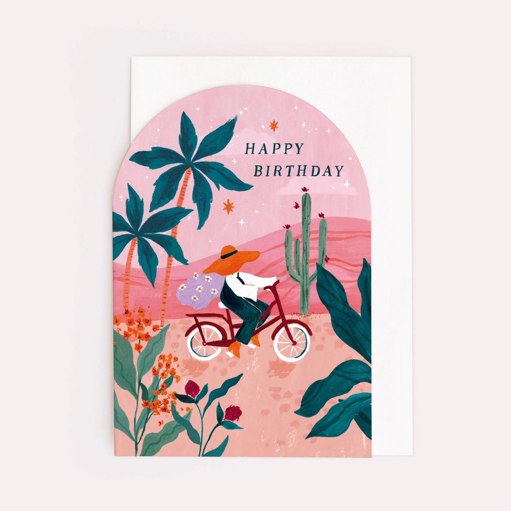 Sunset Bike Verjaardagskaart | Verjaardagskaart voor vrouwen | Boheems