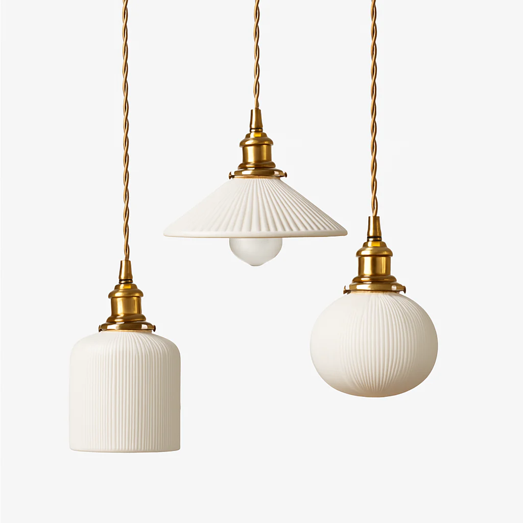 Retro-hanglamp met witte keramische kap Letten