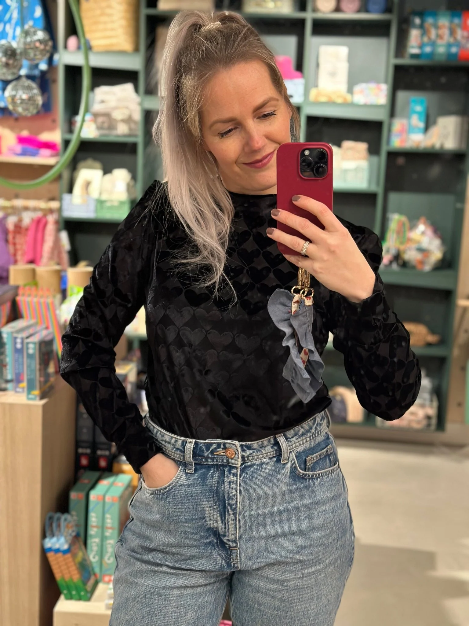 Top | Hearts all over | Zwart Top | Hearts all over | Zwart