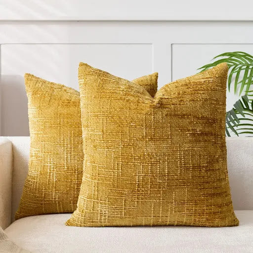 Lucina – Chenille Sierkussen met Bamboe Structuur In Effen Kleur voor Bank en Slaapkamer